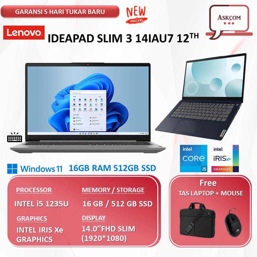 Laptop Lenovo Ideapad  Slim 3 14 i5 1235U 16GB 512GB SSD W11 14.0FHD