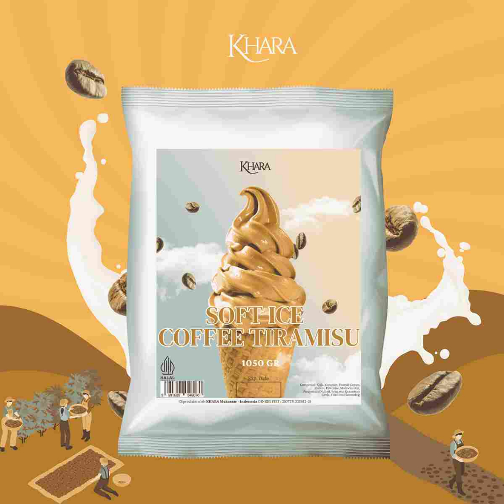

Khara Soft Ice Cream Tiramisu Powder 1000gr - Bubuk Ice Cream Rasa Coffee Tiramisu 1000gr
