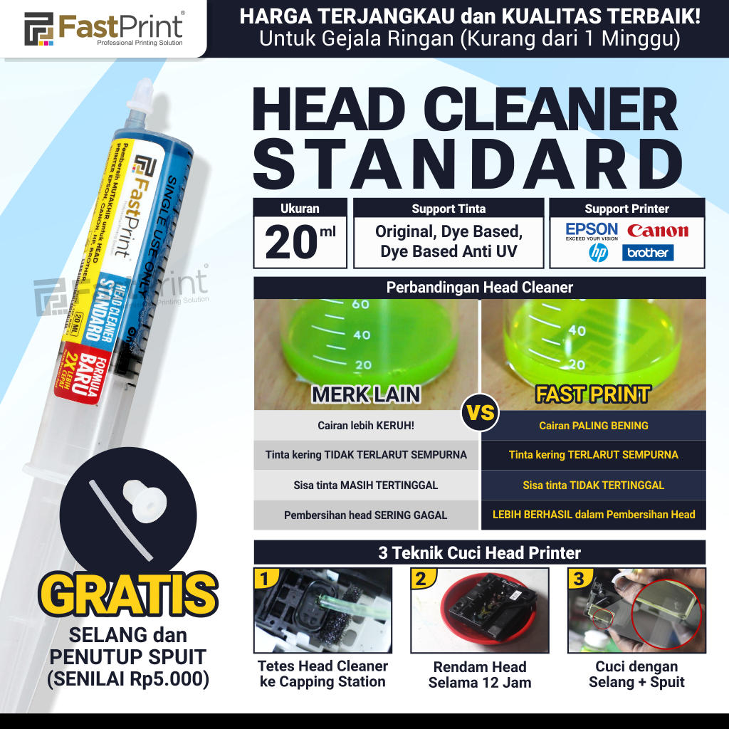 Head Cleaner Standard 20ML Pembersih Head Printer Epson Canon HP Brother