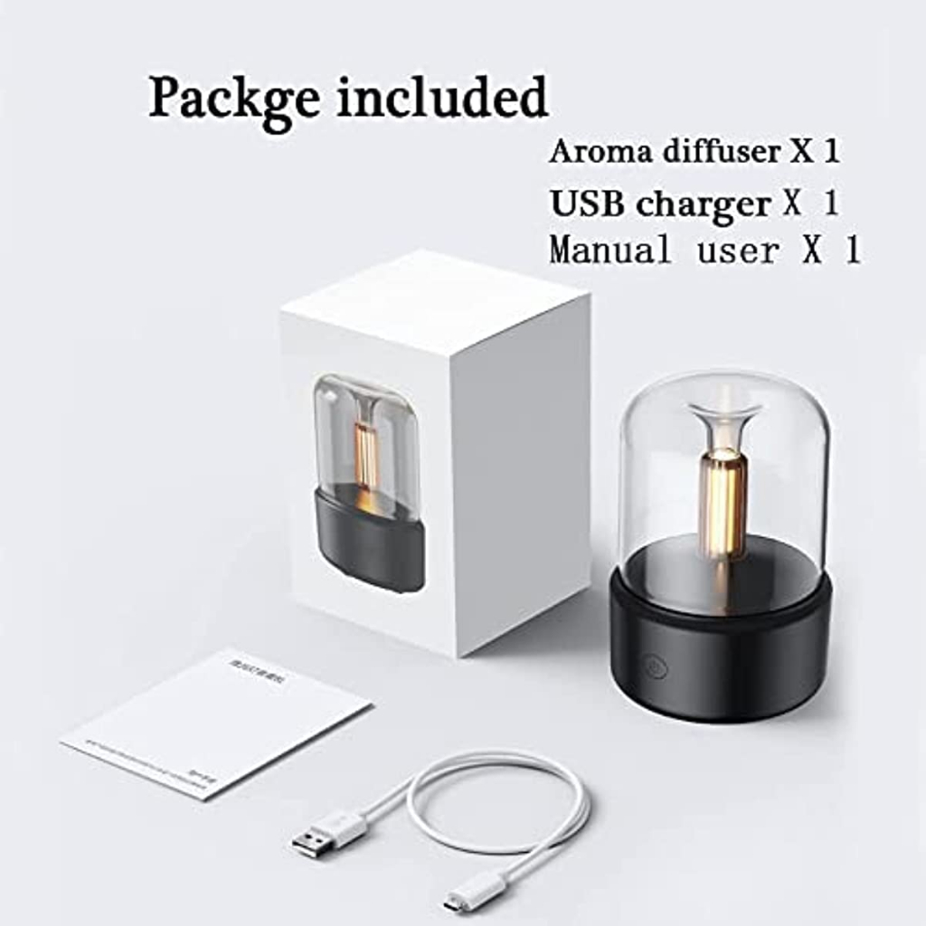 Air Humidifer Diffuser Aromatherapy Ultrasonic Candle Light 120ml - DQ702 - Black