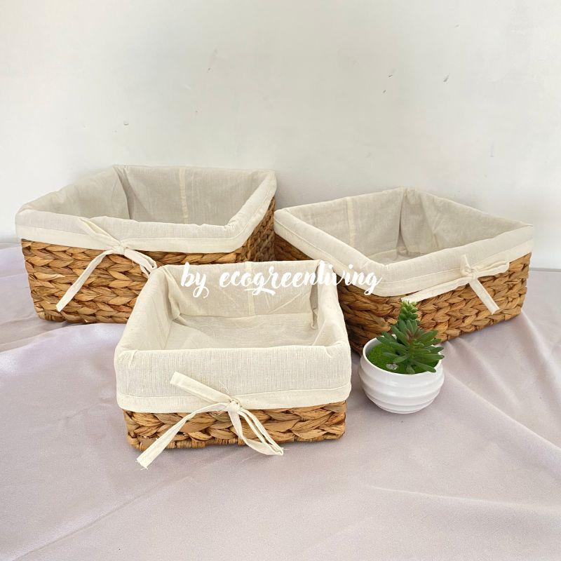 Baki Hampers Lapis Kain Blacu / Keranjang Hampers Rangka Besi Square Unik / Hampers Hantaran