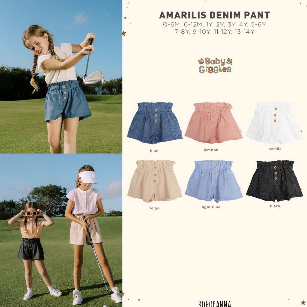 BOHOPANNA AMARILIS DENIM PANT USIA 0-4 TAHUN CELANA SHORT PANTS ANAK PEREMPUAN