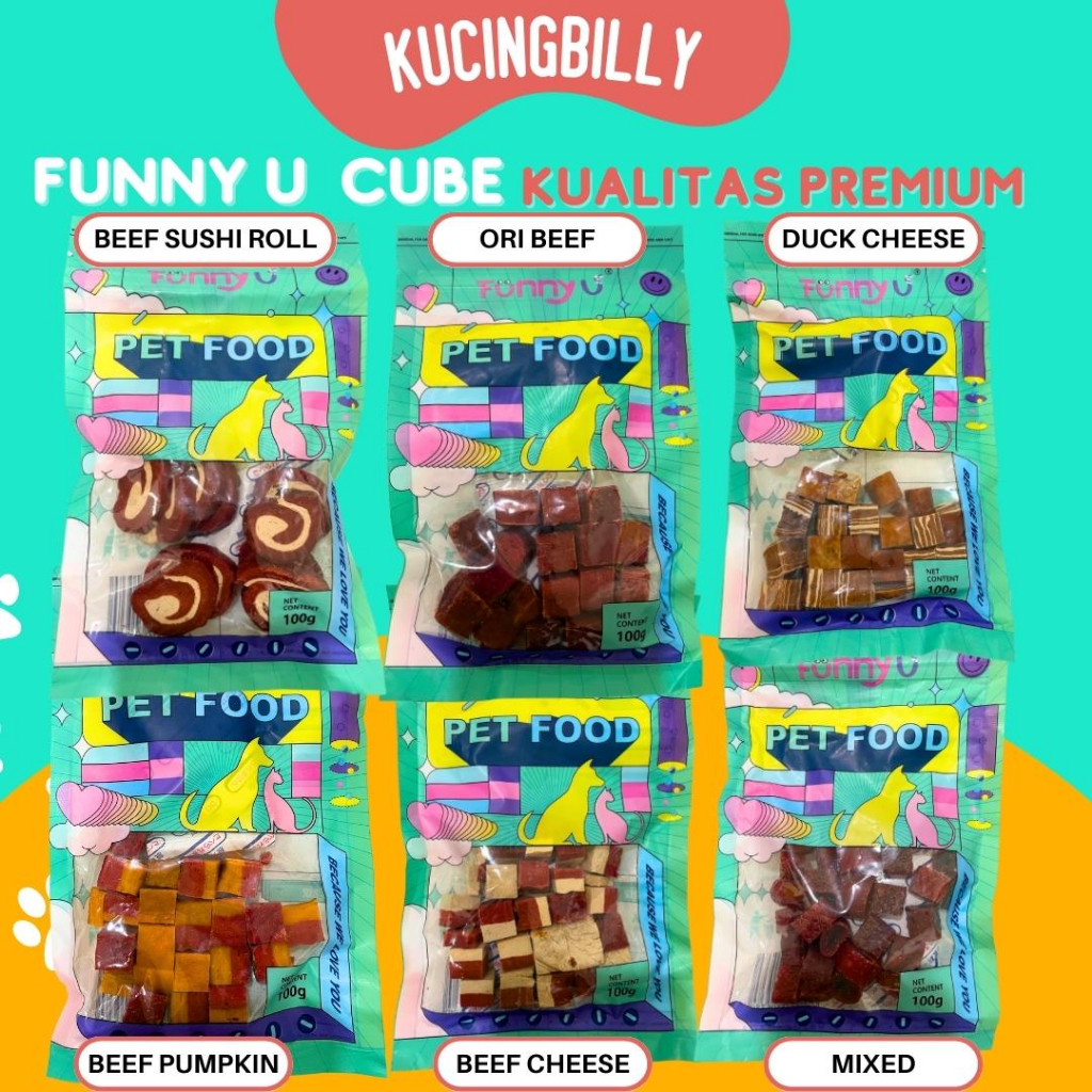 FUNNY U CUBE treats lezat kucing anjing cemilan snack