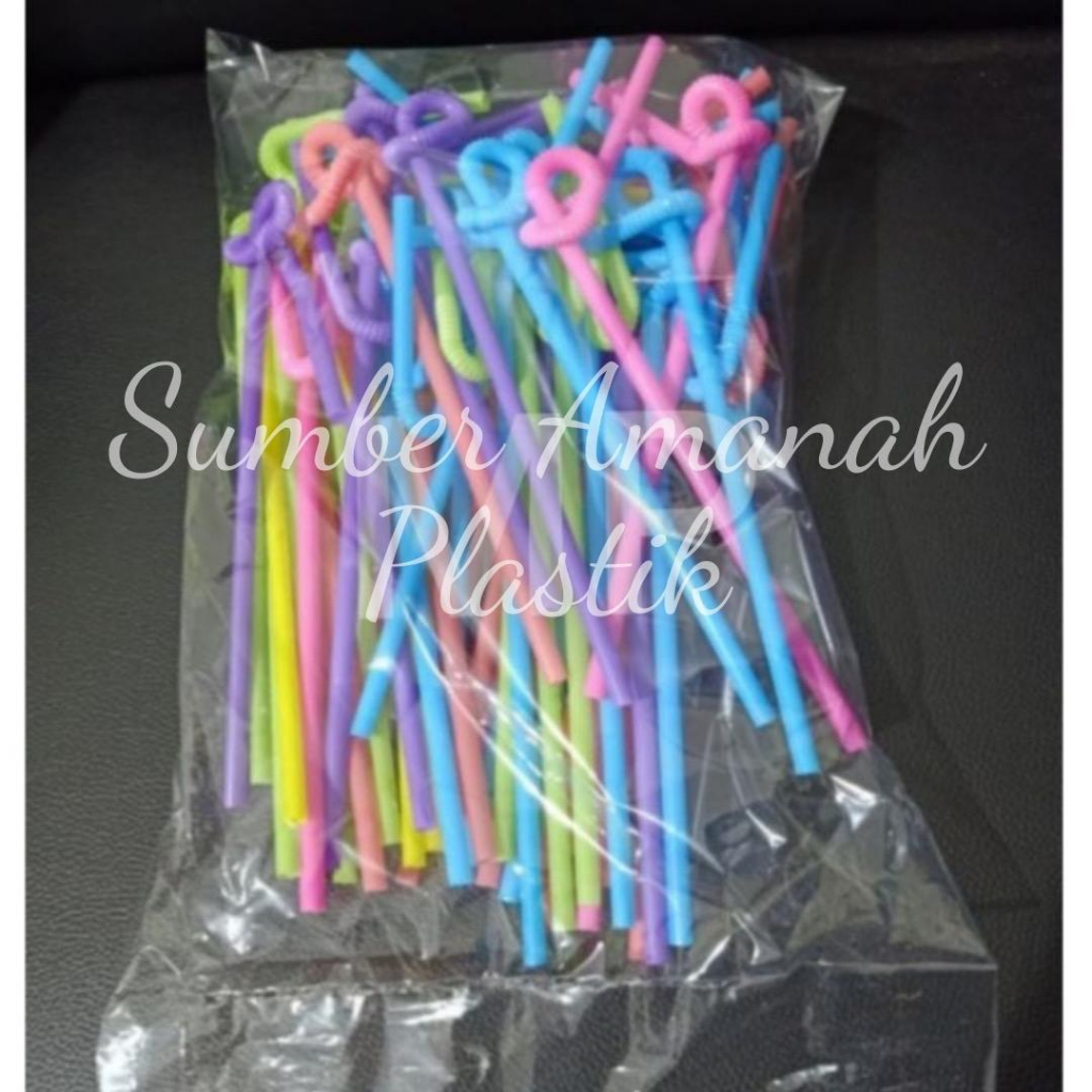 Sedotan Plastik Punky / Spiral / Ulir Isi 50pcs