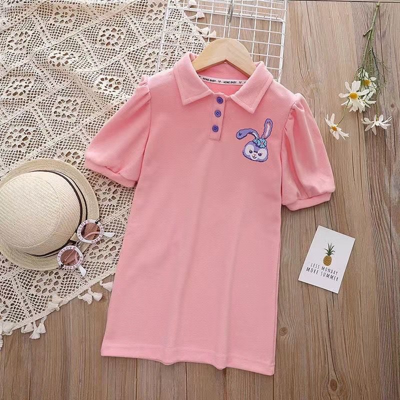 Dress Polo Anak Perempuan Polos Pink Motif Stella Lou