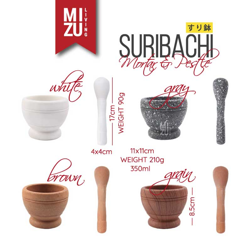 MIZU SURIBACHI Mortar &amp; Pestle Ulekan Dapur Cobekan Bumbu Masak Tumbukan Obat