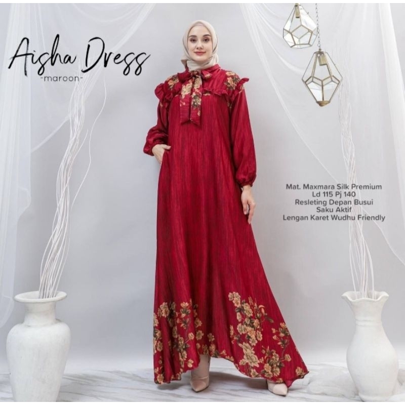 Baju Gamis Wanita Maxi Dres Aisha Maxmara Silk Jumbo Busui