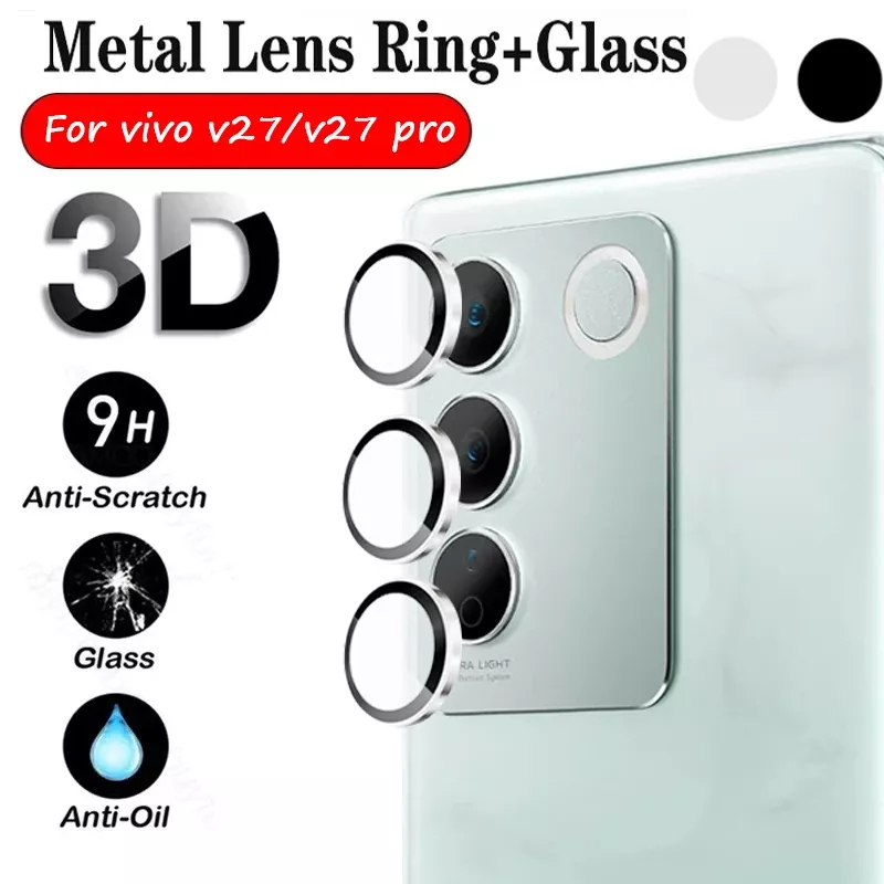 Metal Ring Tempered Glass Anti Gores Camera Kamera Kaca Vivo V27 Vivo V27e