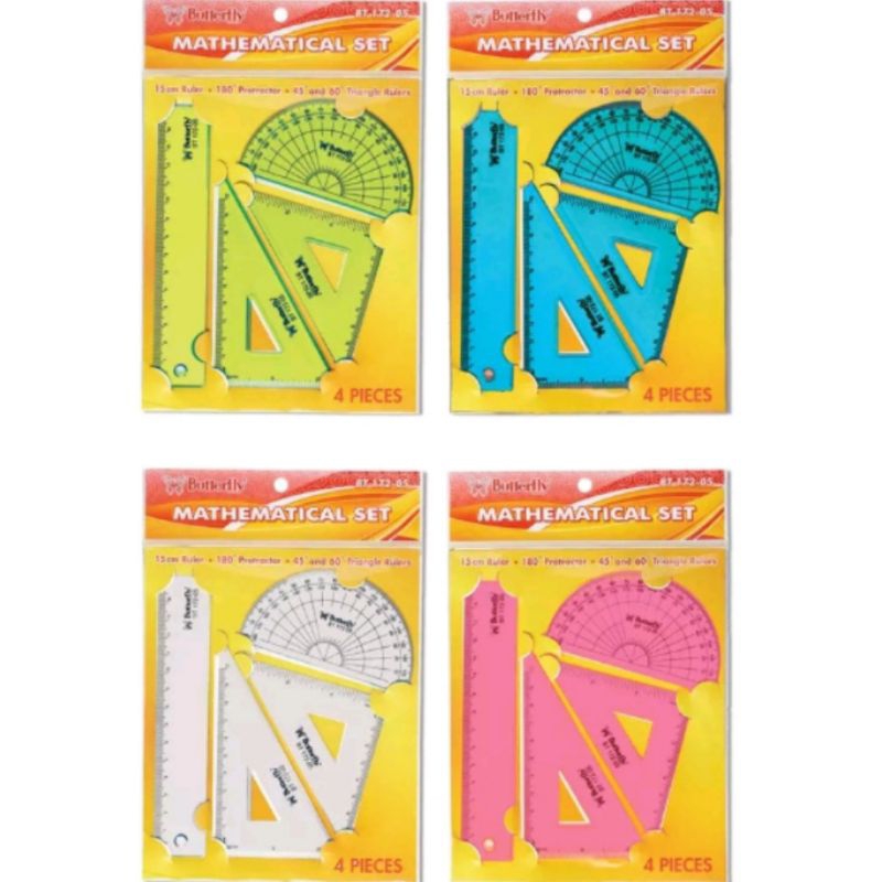 

penggaris set 4 pcs Butterfly mathematical set / Butterfly penggaris 4 pcs mathematical set