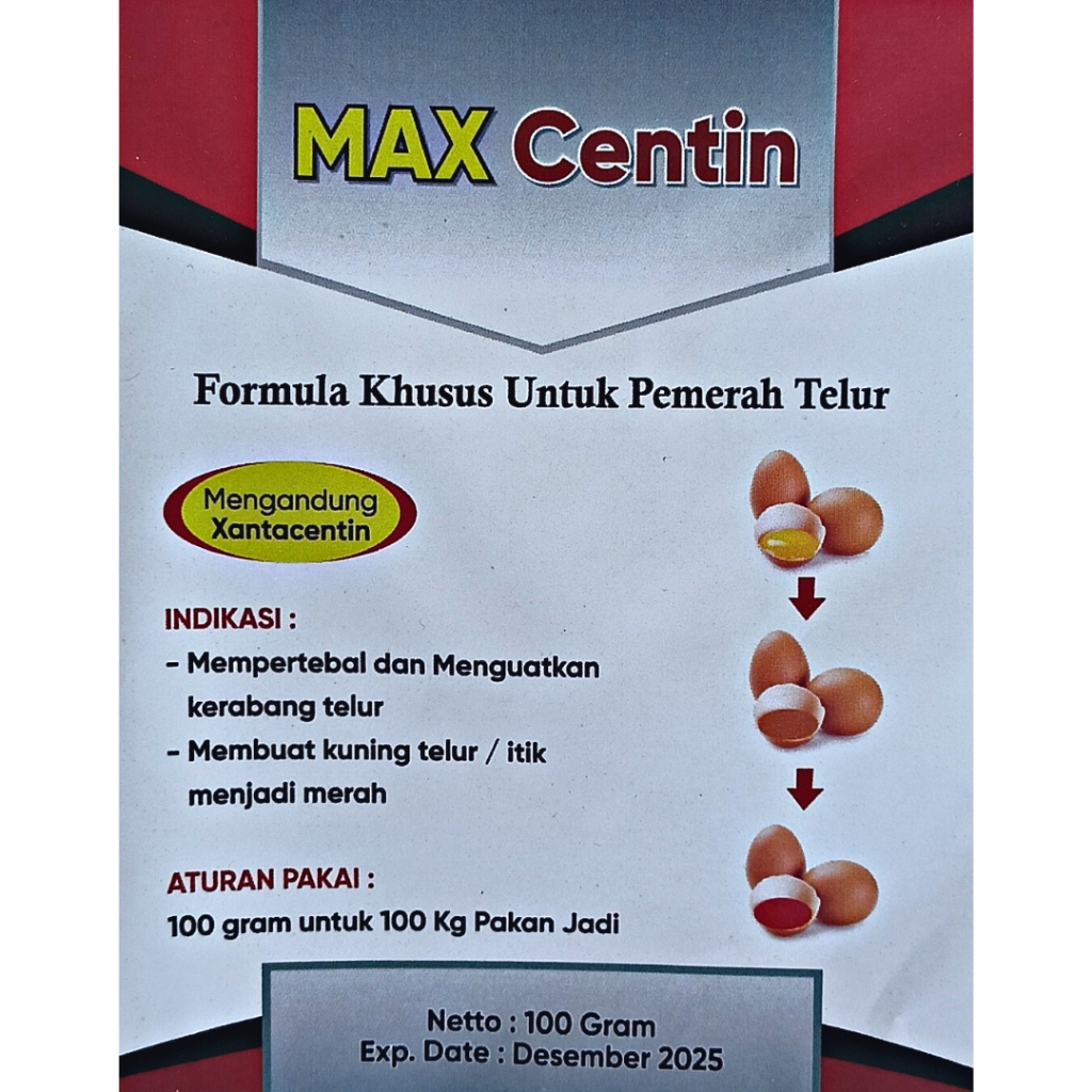 MAX CENTIN 100 gr | Pemerah Kuning Telur Ayam dan Bebek | Pemerah Telur Ayam | Pemerah Telor Bebek