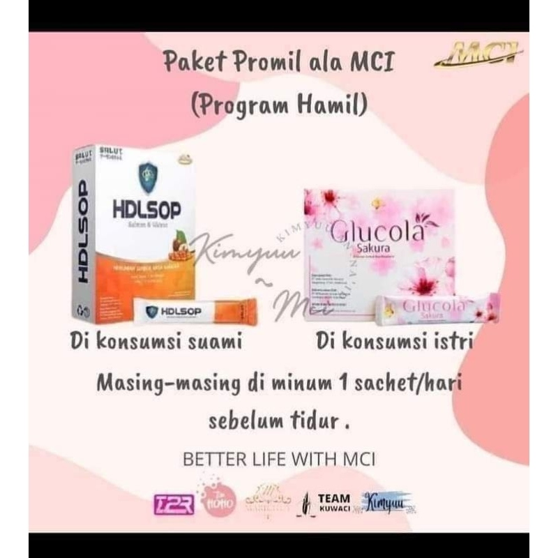 GROSIR PAKET PROMIL - GLUCOLA SAKURA DAN HDL SOP /pejuang garis dua/ikhtiar hamil/program hamil alam