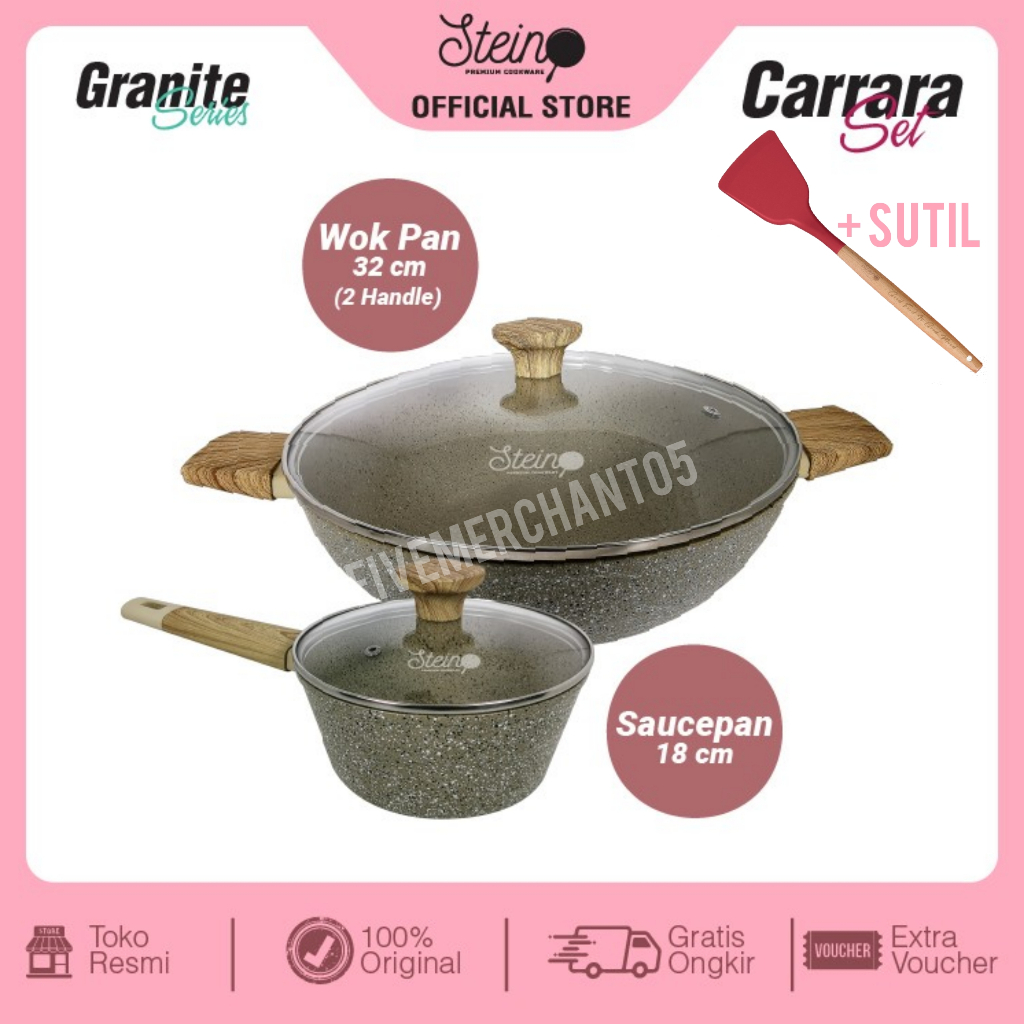 Wok Pan 32cm Steincookware Paket CARRARA Set Sauce Pan 18cm Stein Onyx Penggorengan Stein Cookware Induksi Saucepan