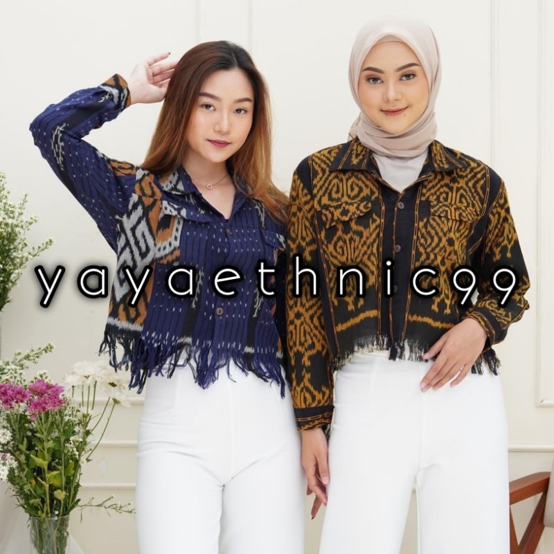 [READY STOK] Atasan alifia top tenun, blouse kantor, atasan ethnic kekinian, outer tenun troso