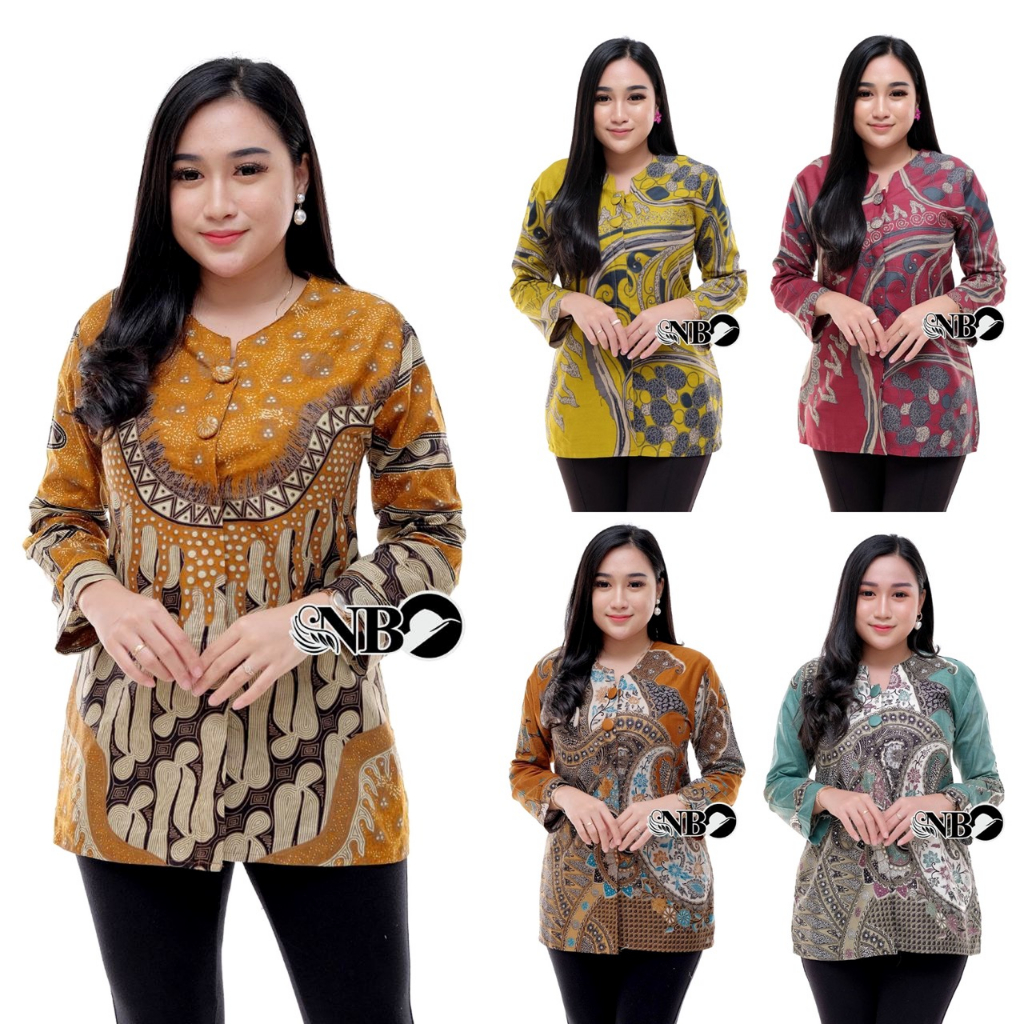 Baju Batik Wanita Modern Atasan Blouse Batik Kerja Wanita Kantor M L XL XXL Batik Alina