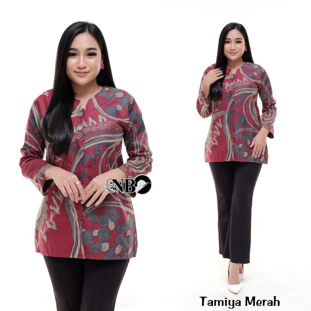 Baju Batik Wanita Modern Atasan Blouse Batik Kerja Wanita Kantor M L XL XXL Batik Alina