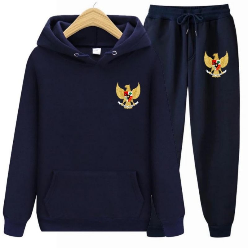 Set hoodie jogger pria jaket pria celana panjang joger cowok dewasa garuda pancasila