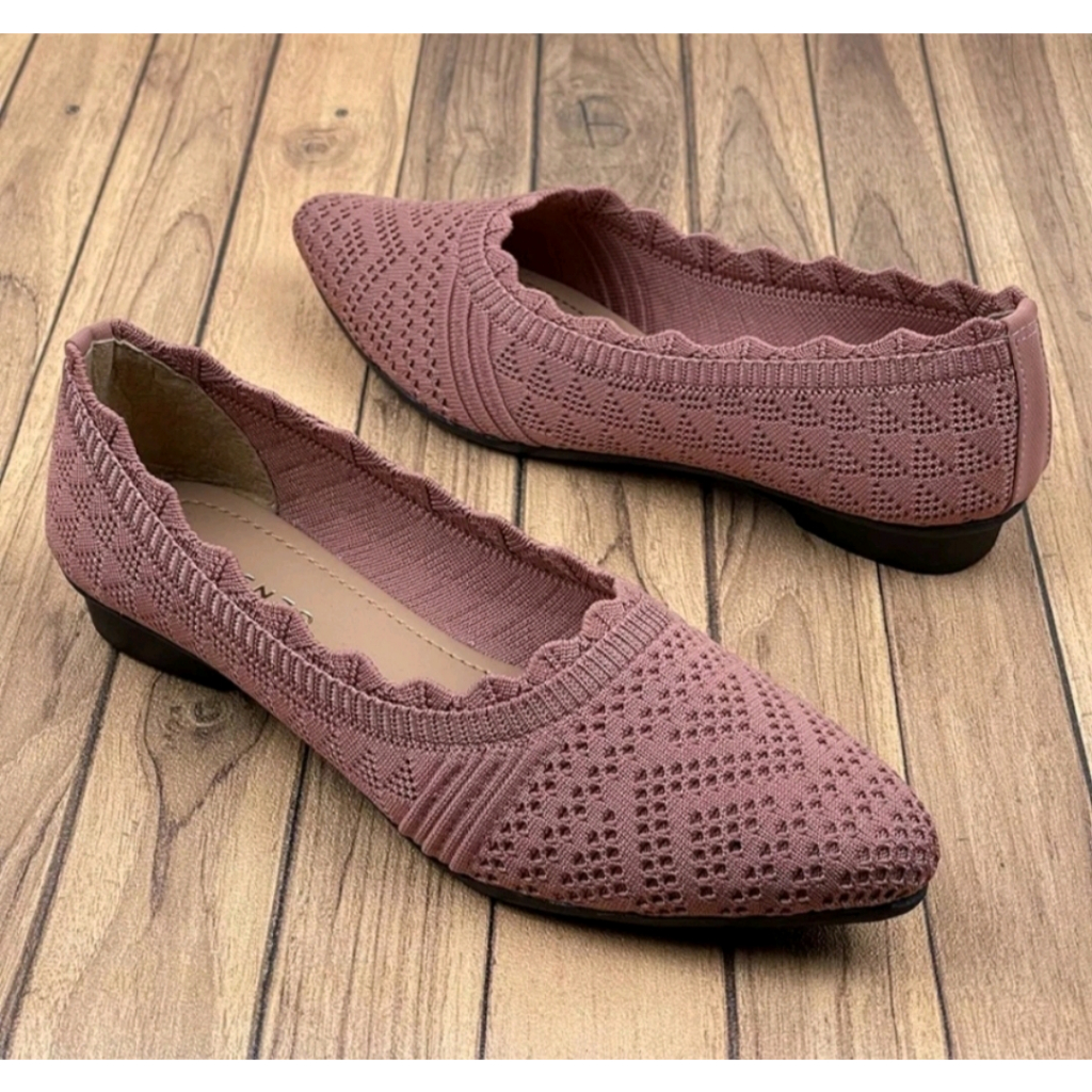 Sepatu Flat Wanita Rajut Import/Sandal Balet Pesta Terbaru