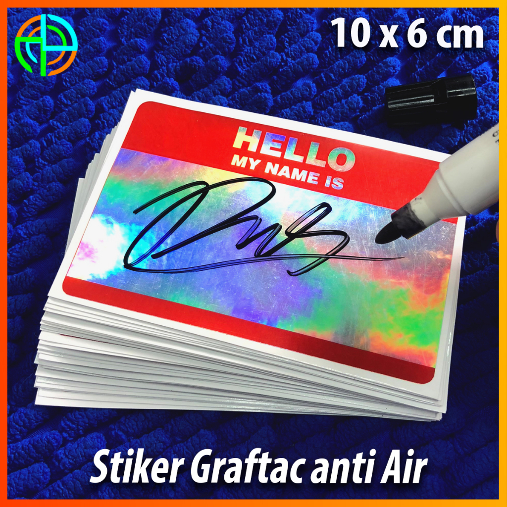 

(isi 18 pcs) Stiker Hologram Hello My Name is Stiker Slap sticker grafity sticker tagging Stiker graffiti