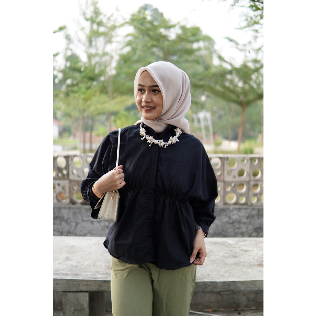 MSB 371 ALYA SHIRT Kemeja Wanita Atasan Wanita Oversize Linen Premium