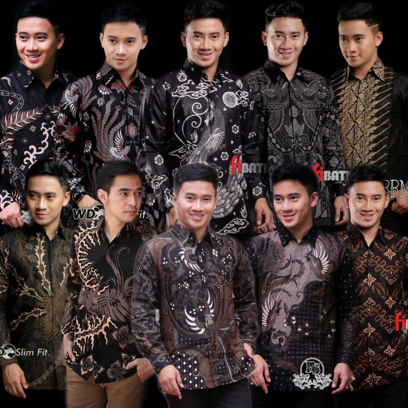 Kemeja Batik Pria Modern Lengan Panjang Warna Hitam Casual Modis Slim Fit Trendy Masa Kini OL 162