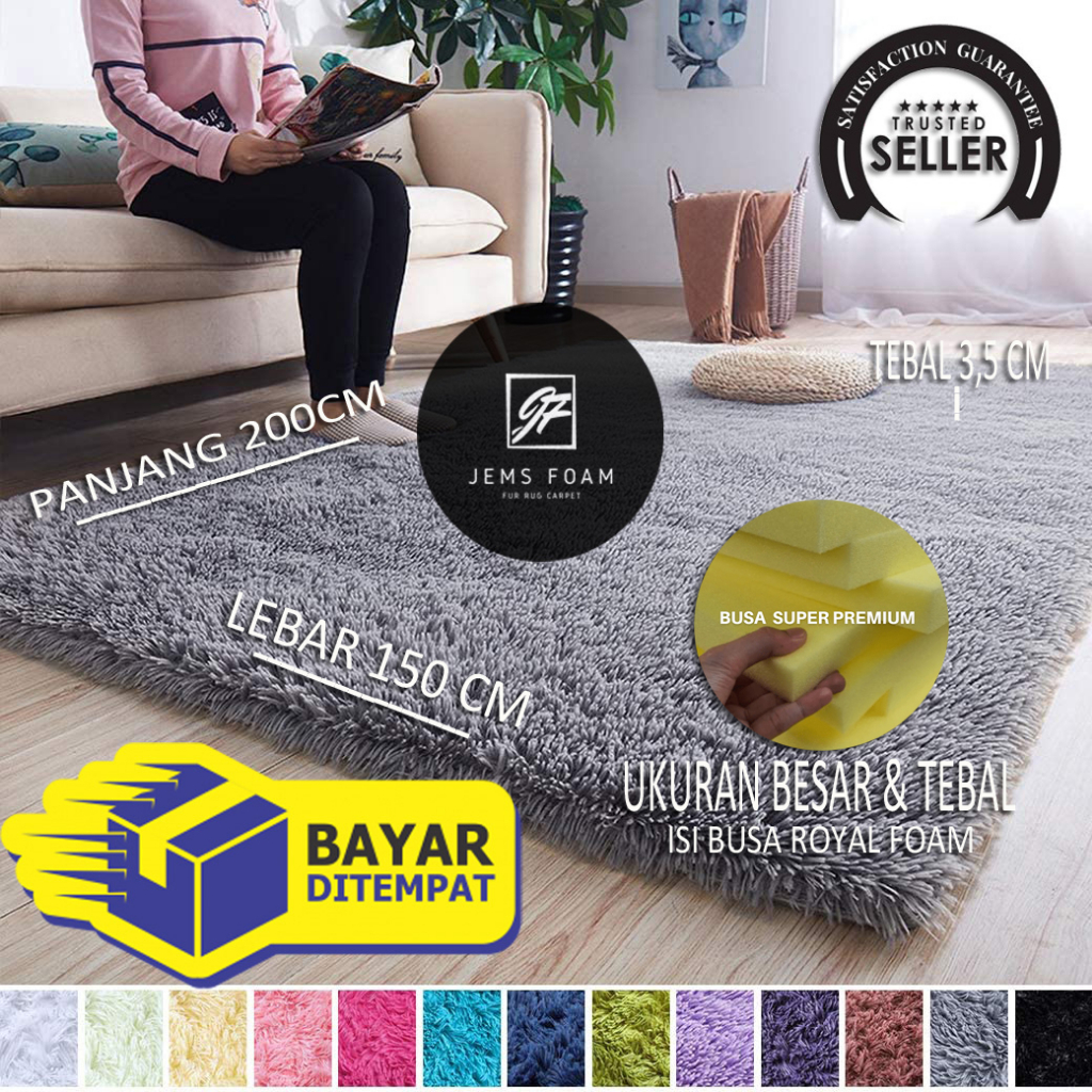 karpet bulu kasur rasfur carpet lantai tikar Ukuran 200 x 150 x 3,5cm