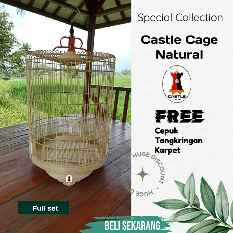 Sangkar Burung Murai 1 set isi 4 No 1234 Castle Natural Mentahan