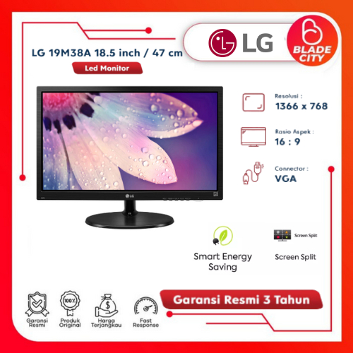 LED Monitor PC Komputer 19 in inch 19" LG 19M38A-B - Garansi 3 Tahun
