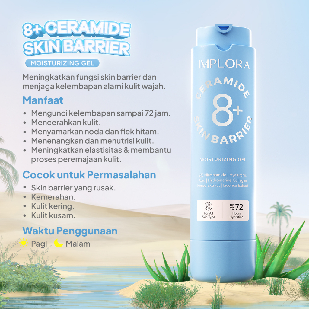 IMPLORA Skin Barrier 8+ Ceramide Moisturizing Gel 50 ML | Implora Moisturizer Gel | For All Skin