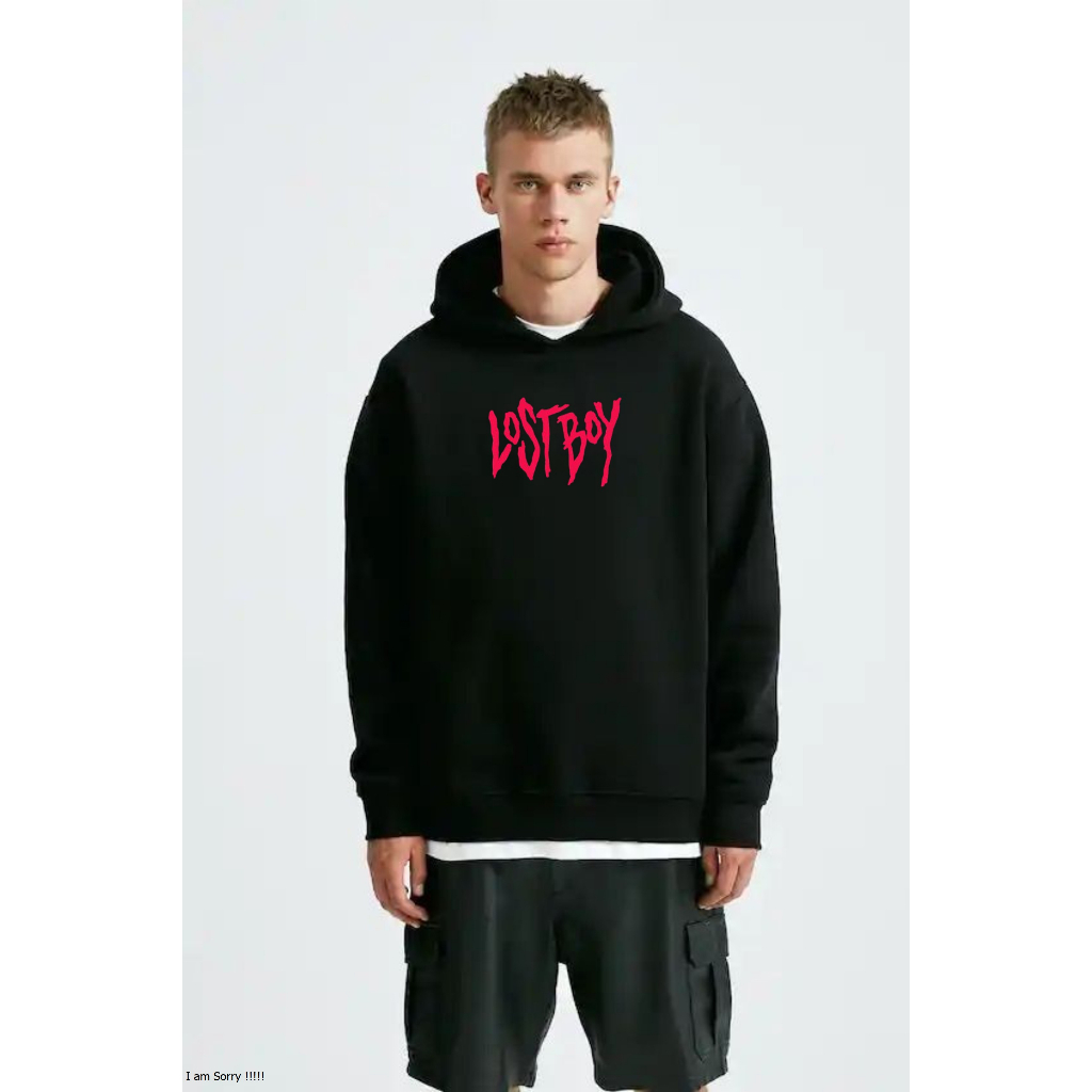 LostBoy | Hoodie Jumper (Sablon) M-XXL Jaket Hitam Distro (Pria Wanita)