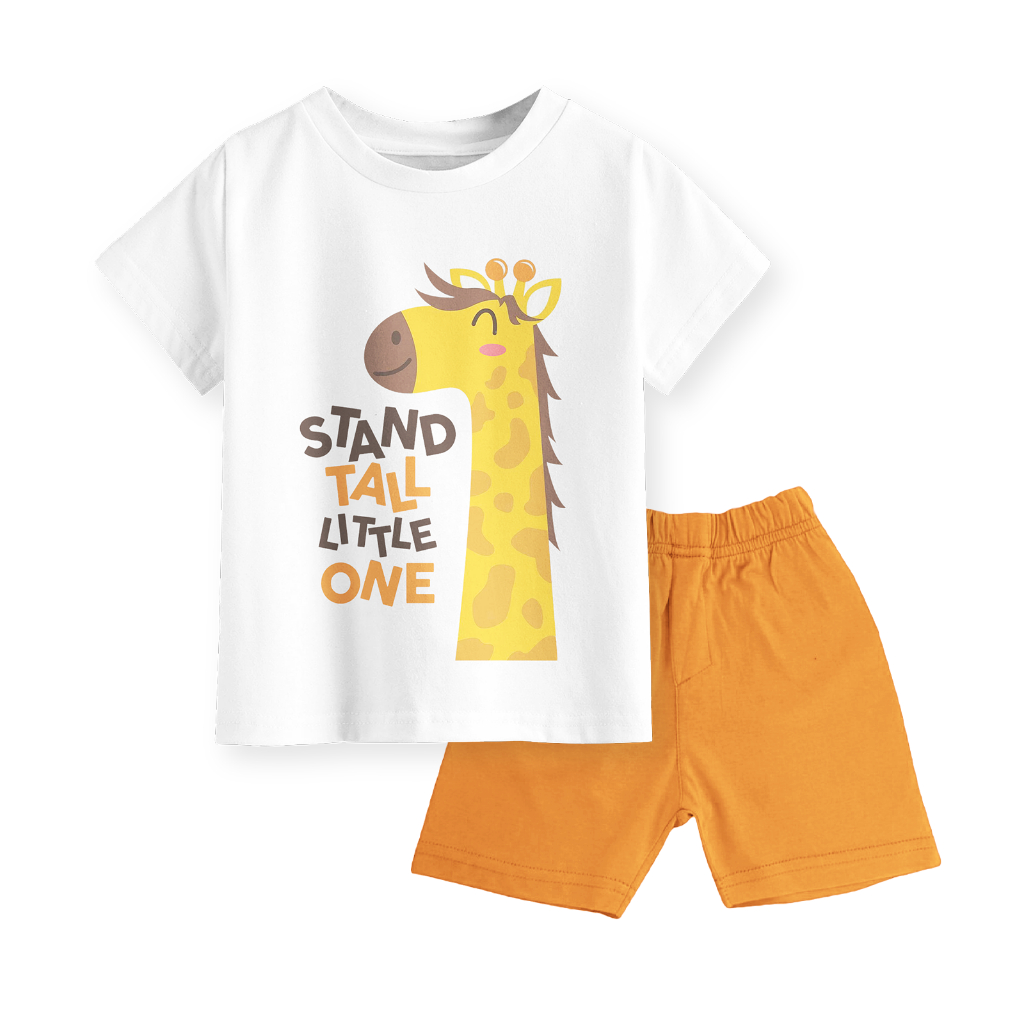 Setelan Kaos Anak Celana Pendek Terbaru Motif Stand Tall Jerapah
