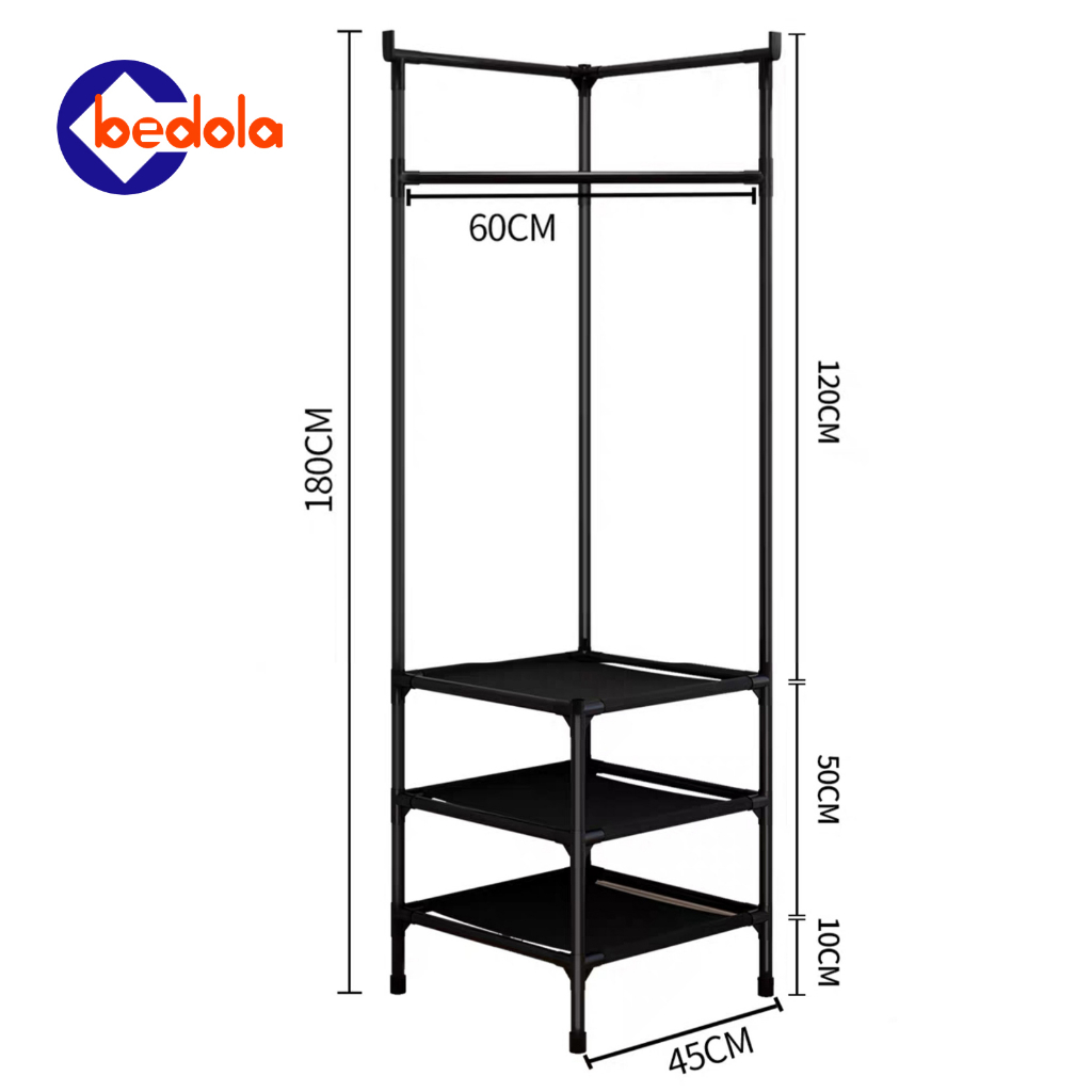 Bedola Rak gantung rak serbaguna rak stand hanger rak baju portable lemari pakaian