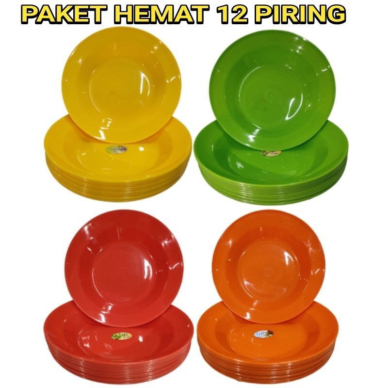 Paket hemat piring crystal melamin isi 12 pcs berat 1 kg