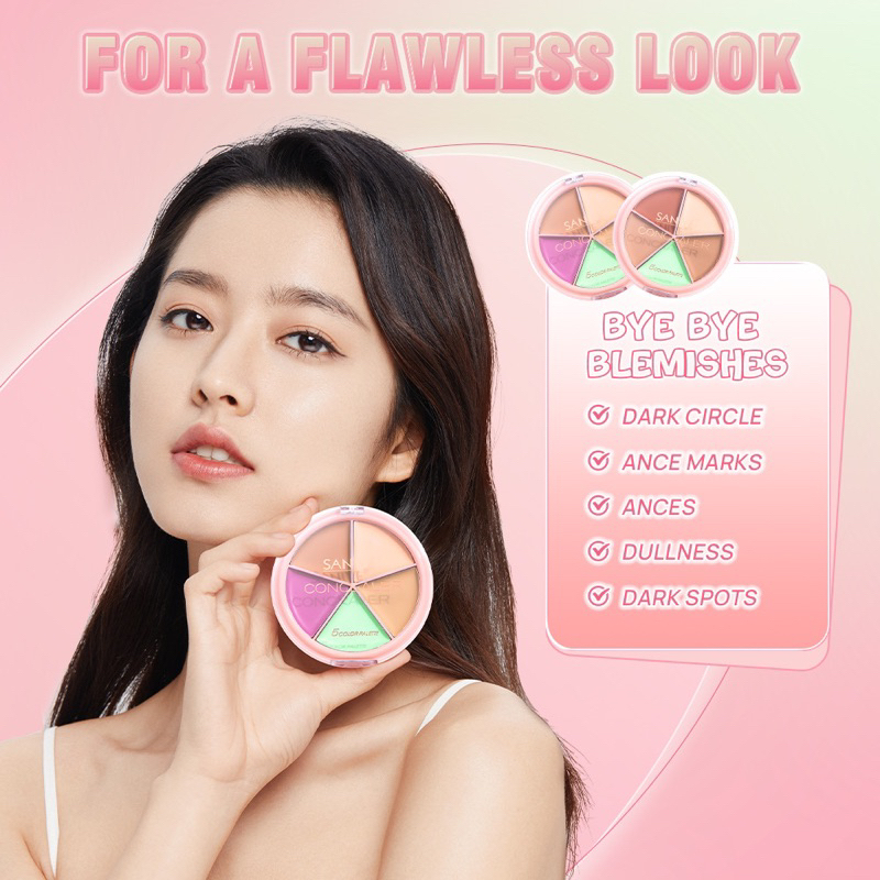 【Official Outlet】SANIYE Concealer Palette R1179 Full Coverage Face Concealer Colour Corrector BBCream Foundation Highlight Shadow Matte Waterproof Alas Bedak Makeup Kosmetik Wajah Viral BPOM