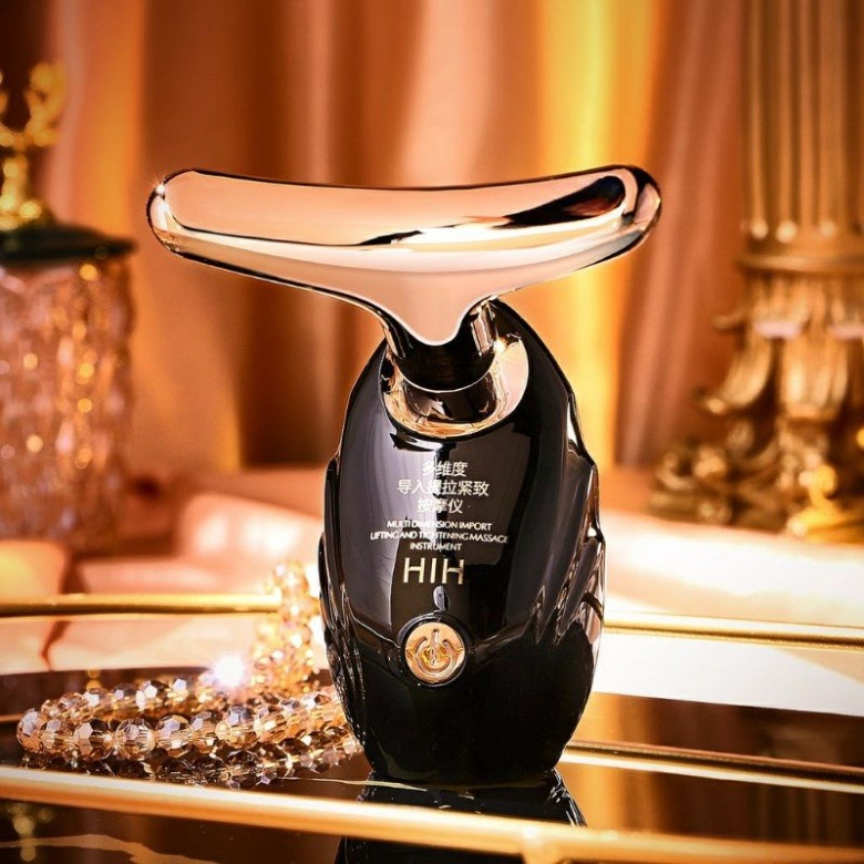 JE.ID Alat Pijat Pengencang Kulit Wajah dan Leher dan Mata Alat Setrika Wajah Black Gold Setrika Wajah Alat Perawatan Wajah Alat Pemijat Wajah Menghilangkan Kerutan Pemijat Perawatan Kulit Anti Anging Facial Massage