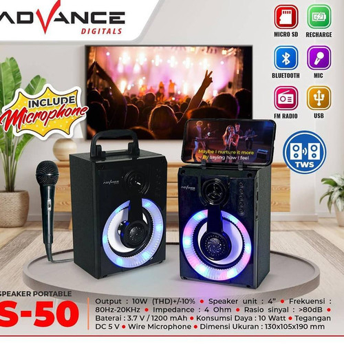 Advance Speaker S-50 Speaker Bluetooth - 1 Mic kabel