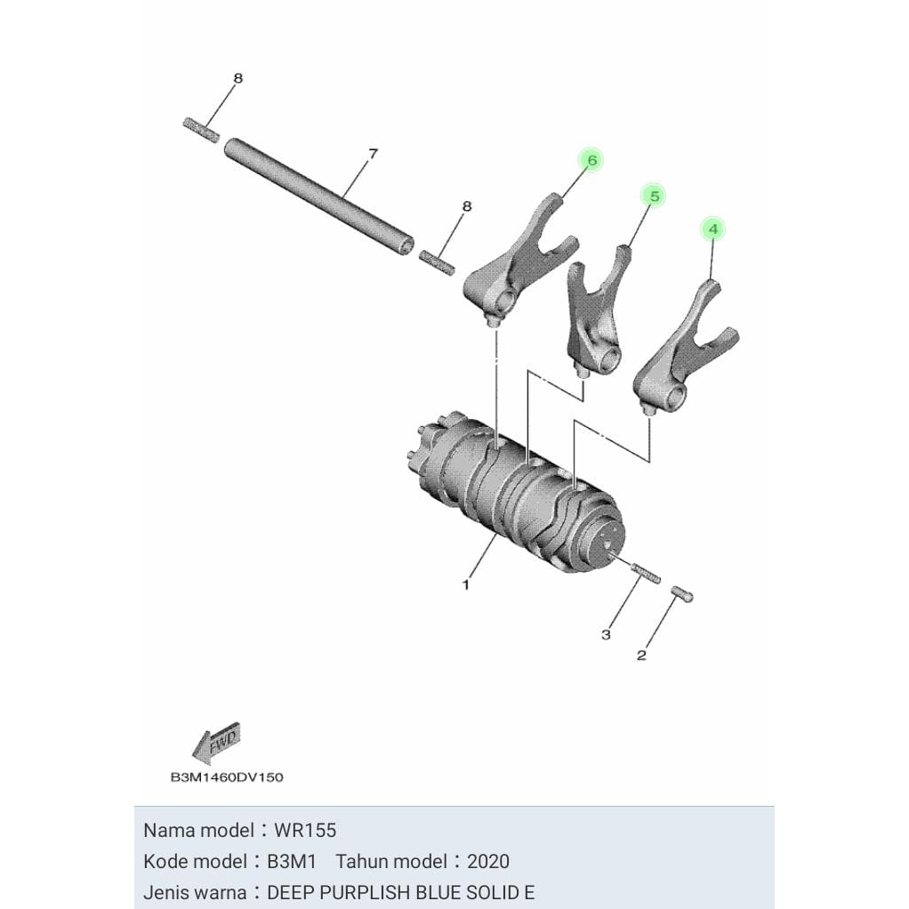 FORK SHIFT CAKAR MAUT SHIFT CAM BOTOL RASIO WR155 R15 VVA V3 MT15 ASLI ORI YAMAHA 2ND E8511, 2ND E8512, 2ND E8513 00