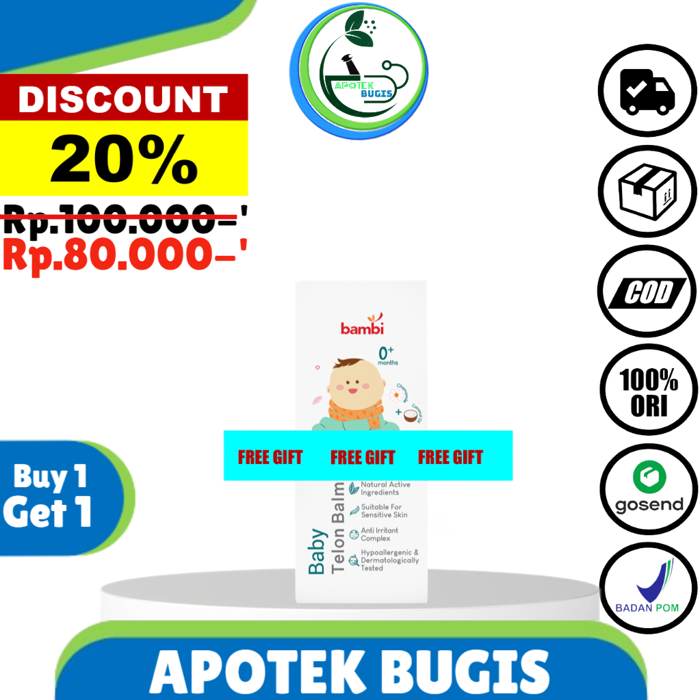 Buy 1 Get 1 - Bambi Telon Balm 50ml + Bambi Baby Powder Paketan Bundilng