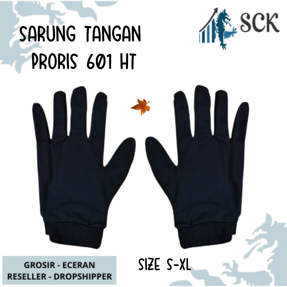 Sarung Tangan PRORIS 601 HITAM Dewasa Polos Halus / Kaos Tangan HITAM