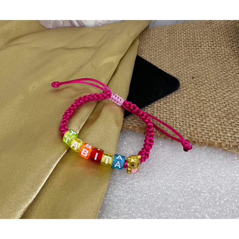 gelang anak nama tali anyam dengan boneka