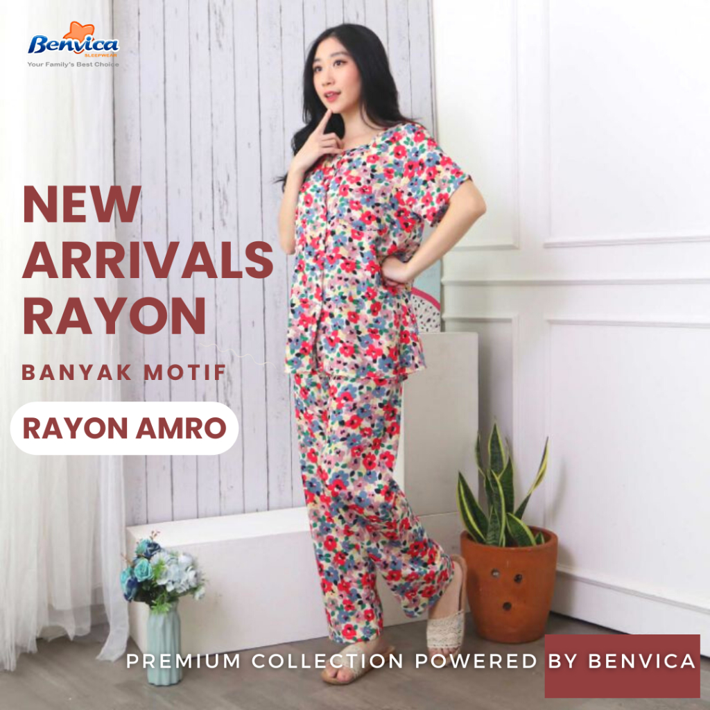 BAJU TIDUR ALL SIZE CELANA PANJANG KATUN RAYON BANYAK MOTIF AMRO