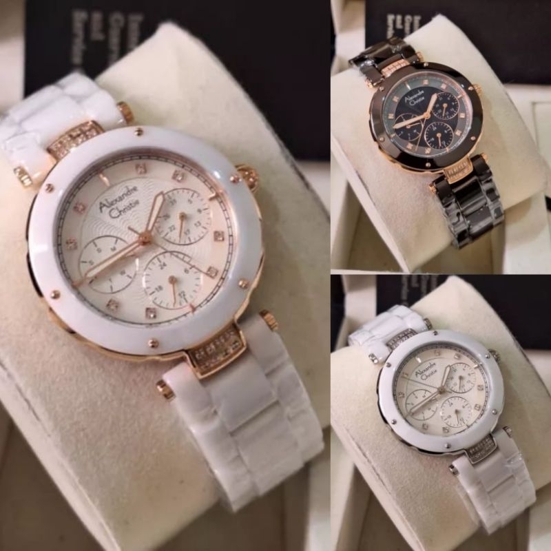 Jam tangan wanita Alexandre Christie ceramic 2439 / AC2439 keramik original