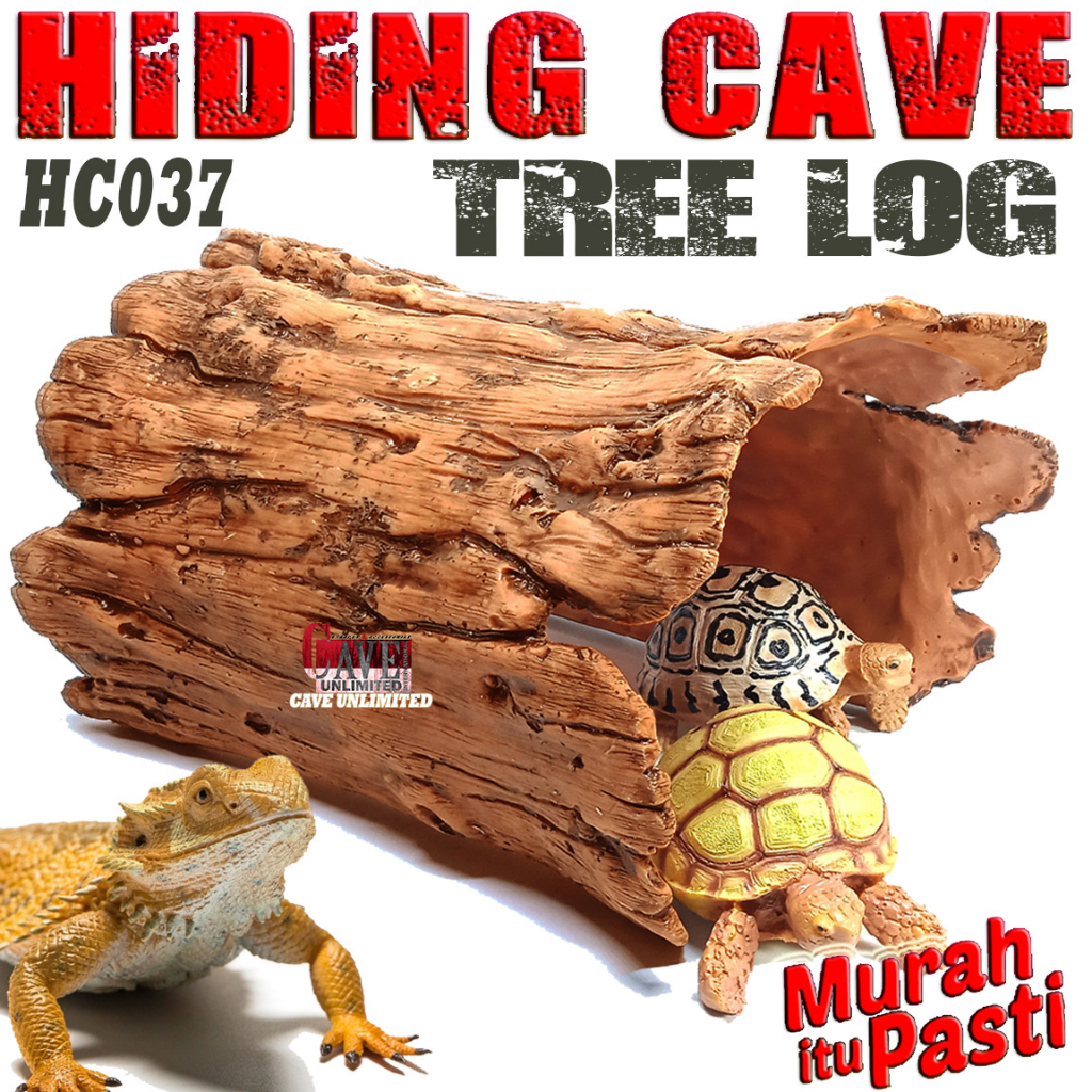 HC037 HIDING CAVE TREE LOG BATANG POHON KAYU TEMPAT SEMBUNYI REPTILE KURA KURA DARAT TORTOISE SULCAT