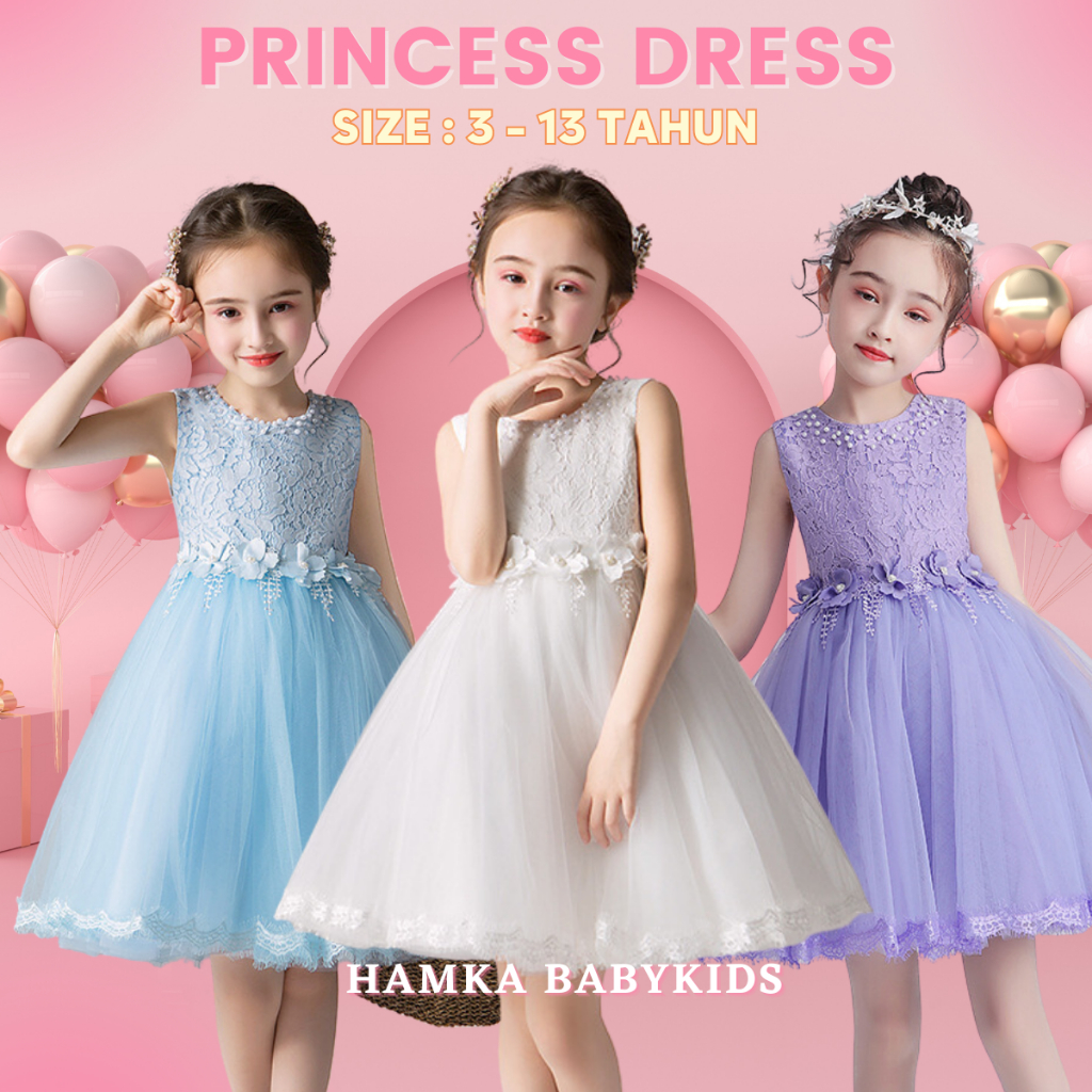 Dress Pesta Anak Perempuan 3 - 13 Tahun Princess Dress Tutu Import Korea Premium Gaun Ulang Tahun Anak Tanggung