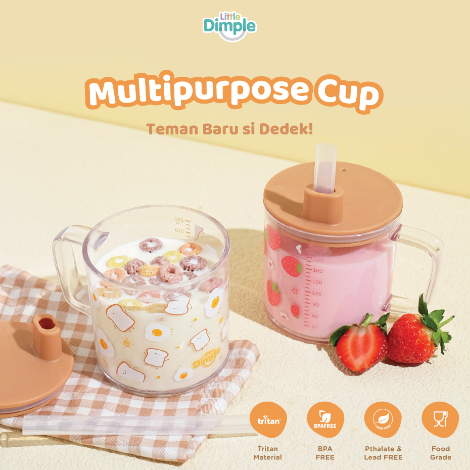 Little Dimple 3in1 Toddler Trainer Cup - Multipurpose Milk Cup Training Cup Gelas Anak