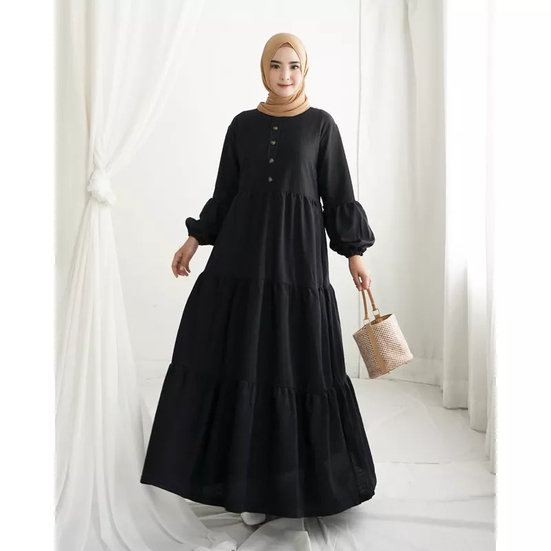 Dalia Dress - Gamis Panjang Maxy Polos Bahan Voxy Wafel