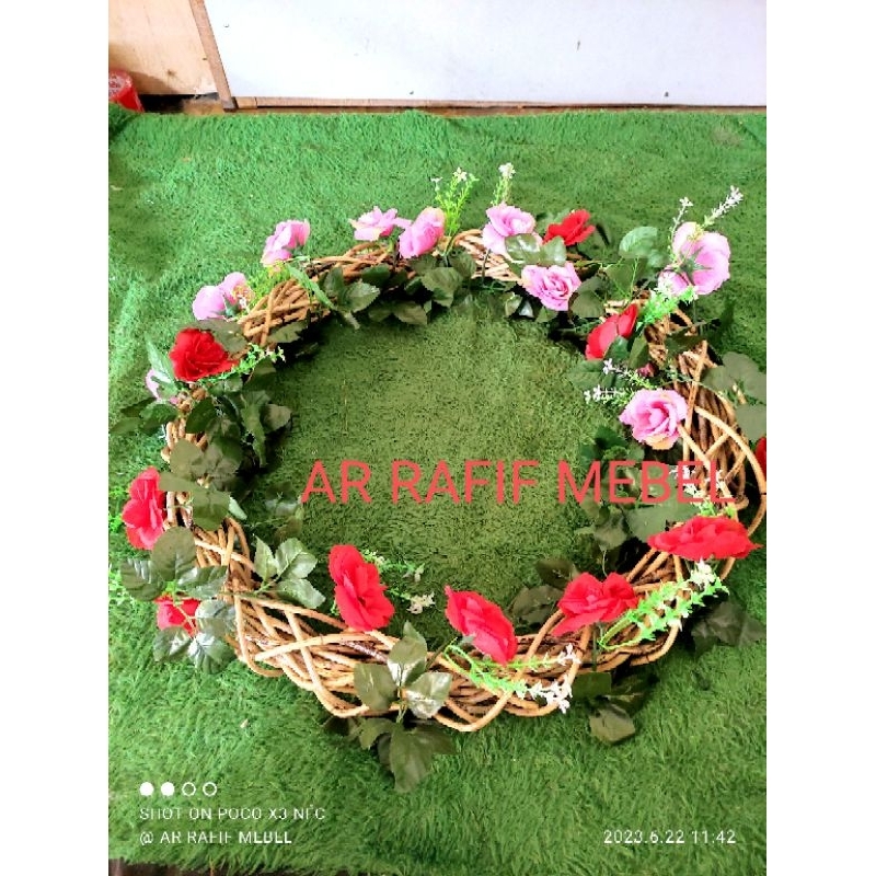 ring rotan / wreath rotan / ring rotan untuk hiasan dekorasi dinding rumah