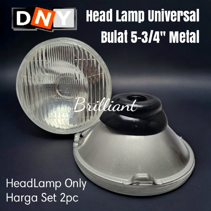 Headlamp / Head Lamp - DNY Universal Kotak Bulat Tipe Metal - Harga Set 2pc Tanpa Halogen