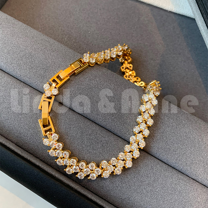 Gelang Rantai Kekinian Untuk Wanita Aksen Berlian Imitasi Gaya Mewah Fashion Import