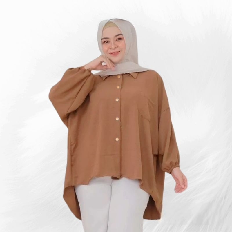 Kemeja Diva Blouse Jumbo Blouse Wanita Atasan Wanita Atasan Oversize Cringkle Rayon Atasan Hijab Blouse Muslimah Pakaian Wanita Fashion Trend Busui&amp;Friendly Cod