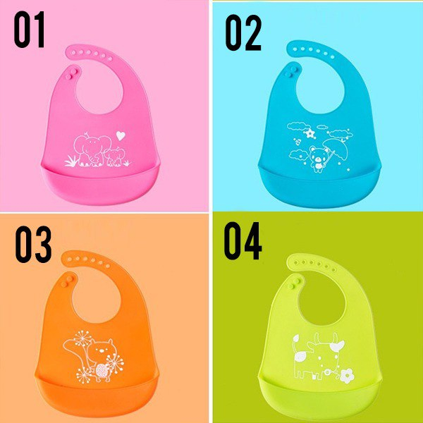 LKM359 Celemek Makan Bayi | Slabber Bayi Waterproof | Celemek Bayi Silikon | Bib Sleber Silicone | [